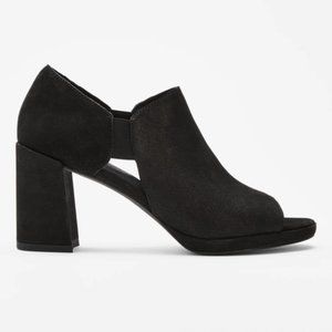 EILEEN FISHER Milton Nubuck Peep Toe BLACK SHOES Bootie Size 11 IN ORIGINAL BOX